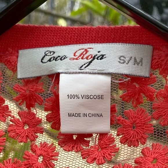 🧥COCO ROJA SWEATER/CARDIGAN Sz S beautiful soft red w/ floral lace. NWT - Picture 4 of 11